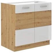 K&uuml;chen-Preisbombe Sp&uuml;lenschrank 80 cm Eiche Artisan + Wei&szlig; Hochglanz...