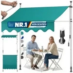 KESSER Klemmmarkise mit Handkurbel f&uuml;r Terrasse, Balkon & Garten UV-best&auml;ndig,