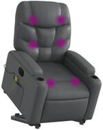 vidaXL Sessel Massagesessel mit Aufstehhilfe Elektrisch Grau Kunstleder (1-St)