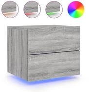 vidaXL Nachttisch NA Wand-Nachttisch mit LED Leuchten Grau Sonoma