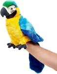 Uni-Toys Kuscheltier Handpuppe Papagei m. drehbarem Kopf - 26 cm - Pl&uuml;sch-Vogel,
