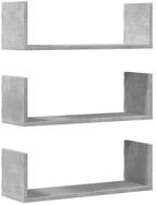 vidaXL Regal Wandregale 3 Stk. Betongrau 58x18x18 cm Holzwerkstoff, 1-tlg.