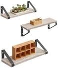 relaxdays Wandregal im Set 3 Gr&ouml;&szlig;e, Greige, 3er-Pack