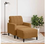 vidaXL Sofa, Sessel mit Hocker Braun 60 cm Samt
