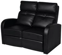 vidaXL Sessel Relaxsessel 2-Sitzer Kunstleder Schwarz (1-St)
