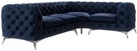 S-Style M&ouml;bel Ecksofa Kalina, Chesterfield mit silbernen Metall F&uuml;&szlig;en, mit