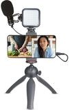 XQISIT Handy-Halterung Vlogging Kit &ndash; Smartphone Stativ mit LED-Licht &...
