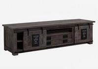Massivmoebel24 TV-Board RAILWAY (Massivholz), Mango 180x55x50 grau lackiert...