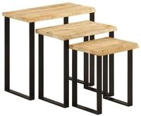 vidaXL Beistelltisch Satztische mit Baumkante 3 Stk. Massivholz (1-St)