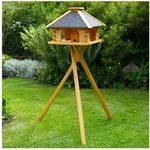 DSH DEKO SHOP HANNUSCH Vogelhaus Futterhaus mit Strukturputzdach, St&auml;nder und...