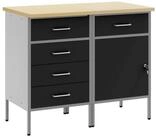 vidaXL Werkbank, Werkbank mit Schubladen 2 pcs Schwarz und Grau 100 x 55 x 85 cm