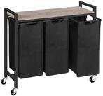 LuxusKollektion W&auml;schesortierer W&auml;schewagen mit 3 F&auml;chern und Ablage, 3 x...