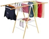 relaxdays W&auml;schest&auml;nder Klappbarer W&auml;schest&auml;nder mit Fl&uuml;geln, Holz / Wei&szlig;