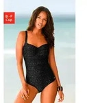 LASCANA Badeanzug im dezenten Design mit Shaping-Effekt grau|schwarz 42