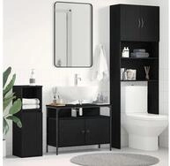 vidaXL Waschbeckenschrank Waschbeckenschrank mit T&uuml;r Schwarz Eichen-Optik 80 x...