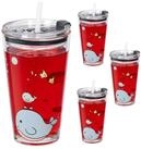 relaxdays Kinderbecher 4er Set Kindergl&auml;ser mit Walmotiv, Glas