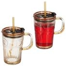 relaxdays Gl&auml;ser-Set Trinkgl&auml;ser im 2er Set mit Henkel, Glas, hellbraun