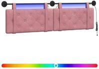 vidaXL Bett H&auml;ngendes Kopfteil Mit LED Licht Rosa Samt (1-tlg)