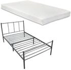 en.casa Metallbett, &raquo;Laos&laquo; Bettgestell mit Kaltschaummatratze 90x200cm Stahl