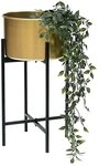 DanDiBo Blumenhocker mit Topf Gold Metall Schwarz 50 cm Blumenst&auml;nder Modern