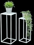 DanDiBo Blumenhocker Metall Wei&szlig; Eckig Blumenst&auml;nder Beistelltisch 2er Set