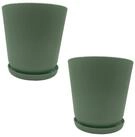 relaxdays Blumentopf mit Untersetzer 2er Set, Salbei