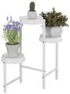 relaxdays Blumenst&auml;nder Pflanzenst&auml;nder Metall & Kunststoff, wei&szlig;, 3 Ablagen