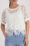 Ajourpullover MONARI "Pullover Basic Spitze", Damen, Gr. 38, wei&szlig; (sanftes wei&szlig;),
