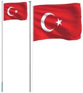 vidaXL Flagge Flagge der T&uuml;rkei mit Mast 6,08 m Aluminium