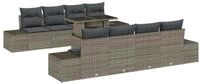 vidaXL Loungesofa Gartensofa-set 9 stk. Grau, 9 Teile