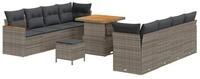 vidaXL Gartenlounge-Set Gartensofa-set 11 stk. Grau Poly-Rattan, (11-tlg)