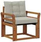 vidaXL Sofaelement Outdoor-Sofa Massivholz Nat&uuml;rlich und Hellgrau (1 St)