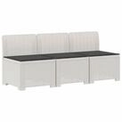 vidaXL Sofaelement 3-Sitzer Garten Sofa mit Kissen Rattan-Look PP Wei&szlig;