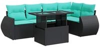 vidaXL Gartenlounge-Set 6-tlg. Garten-Sofagarnitur mit Kissen Schwarz Poly...