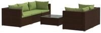 vidaXL Gartenlounge-Set 6-tlg. Garten-Lounge-Set mit Auflagen Poly Rattan Braun,