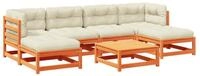 vidaXL Gartenlounge-Set 7-tlg. Garten-Sofagarnitur mit Kissen Wachsbraun...