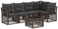 vidaXL Gartenlounge-Set Gartensofa-set 6 Stk. Grau Poly-Rattan, (6-tlg)