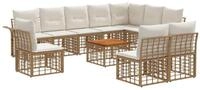 vidaXL Gartenlounge-Set Outdoor-Sofagarnitur 11 Stk. Nat&uuml;rlich und Cremwei&szlig;