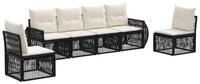 vidaXL Gartenlounge-Set Gartensofa-set 6 Stk. Schwarz und Cremewei&szlig;...