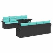 vidaXL Gartenlounge-Set Gartensofa-set 9 Stk. Schwarz [Synthetisch]: Poly...