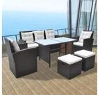 Willood Gartenlounge-Set Garten Lounge Set 6 TLG. Rattan Braun f&uuml;r 7 Personen