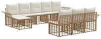 vidaXL Gartenlounge-Set Outdoor-Sofagarnitur 10 Stk. Nat&uuml;rlich und Cremwei&szlig;