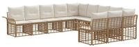 vidaXL Gartenlounge-Set Outdoor-Sofagarnitur 11 Stk. Nat&uuml;rlich und Cremwei&szlig;