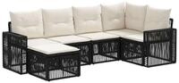 vidaXL Gartenlounge-Set Gartensofa-set 6 Stk. Schwarz und Cremewei&szlig;...