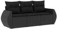vidaXL Gartenlounge-Set 3-tlg. Garten-Sofagarnitur mit Kissen Schwarz Poly...