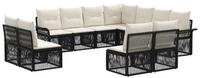 vidaXL Gartenlounge-Set Gartensofa-set 11 Stk. Schwarz Poly-Rattan, (11-tlg)