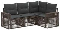 vidaXL Gartenlounge-Set Gartensofa-set 4 Stk. Grau und Dunkelgrau Poly-Rattan,
