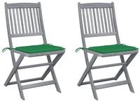 vidaXL Gartenstuhl Klappbare Gartenst&uuml;hle 2 Stk. mit Kissen Massivholz (2 St)