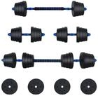 vidaXL Hantel 132 x 21 x 21 cm 2-in-1 Hantelset 40kg Schwarz und Blau Zement...