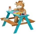 relaxdays Garten-Kindersitzgruppe Kindersitzgarnitur aus Holz, blau